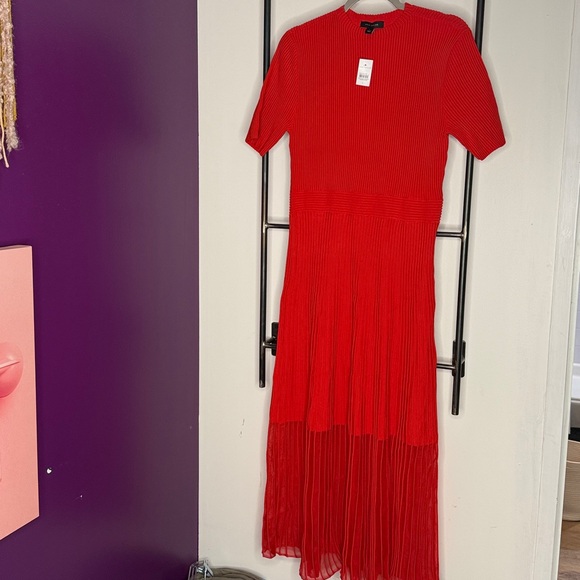 Ann Taylor Dresses & Skirts - Ann Taylor Red Ribbed Knit Midi Dress | New With Tags | $180 Retail